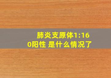 肺炎支原体1:160阳性 是什么情况了